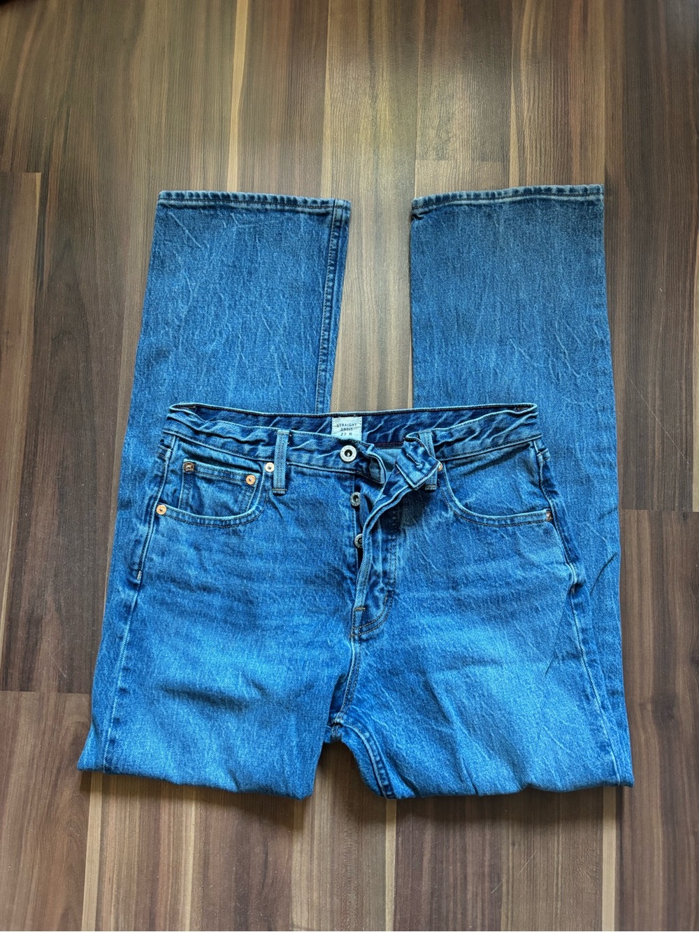 GAP Women's Straight Leg Denim Jeans in Medium Blue